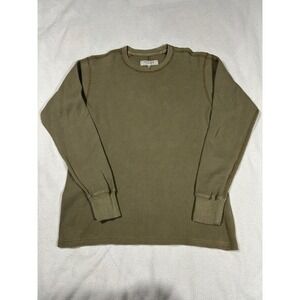 Rag & Bone Thermal Shirt Mens Medium Olive Green Waffle Knit Long Sleeve